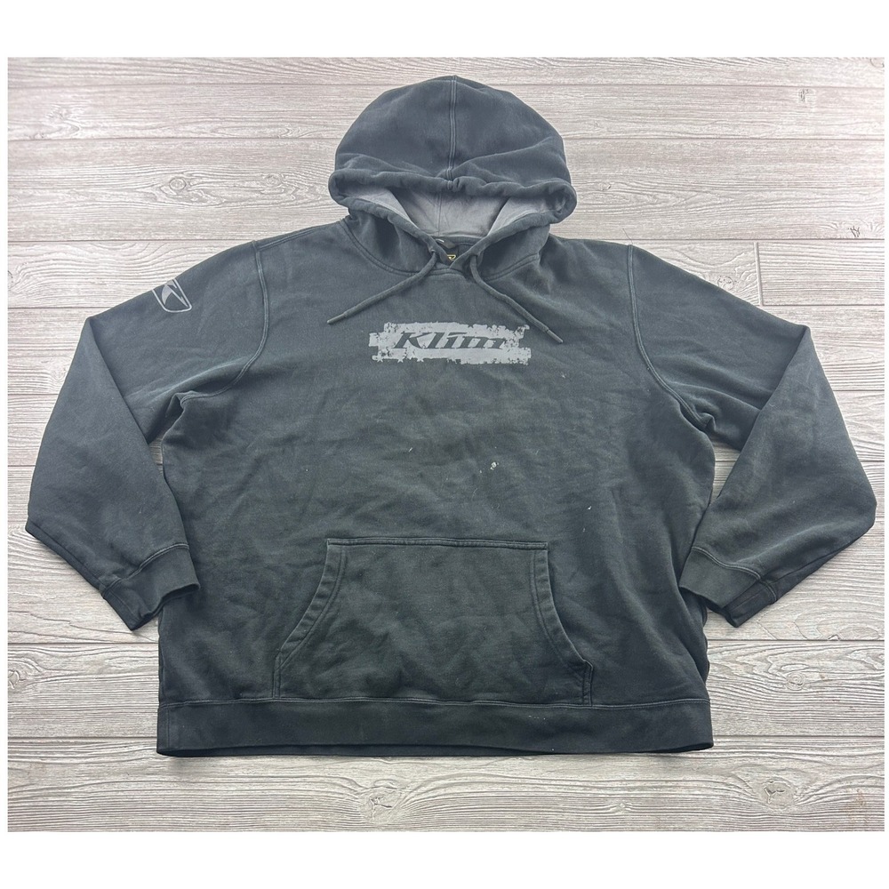 Klim Mens 2XL Black Pullover Hoodie American Flag Graphic Sweatshirt Cotton